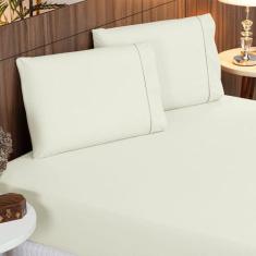 Imagem de Jogo De Lençol King 400 Fios Ponto Palito Palha Valle Enxovais 3 Peças