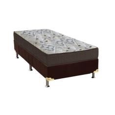 Imagem de Cama Box Solteiro: Colchão Anatômico Ortobom D45/EP Fort Tech iso 150 + Base crc Suede Brown(78x188)