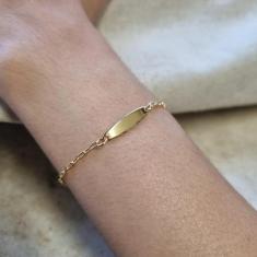 Imagem de Pulseira Infantil Elegância Em Chapa Banho Ouro 18K / Prata 925 - Holy