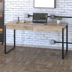 Imagem de Escrivaninha Industrial Kuadra Com 2 Gavetas 135 Cm - Carvalho/Preto