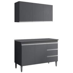 Imagem de Armario Aereo E Balcao Com Tampo 120 cm Andreia Cinza REAJL