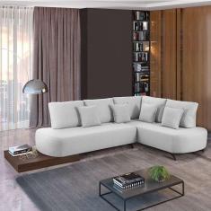 Imagem de Sofá 4 Lugares Paris com Apoio Lateral Linho Cinza Claro