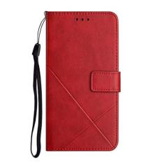 Imagem de PuRoxx Capa flip para iPhone 15 Pro Max/15 Pro/15 Plus/15, capa com suporte de couro fosco, fecho magnético, carteira com compartimento para cartão, vermelho, 15ProMax