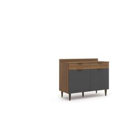 Imagem de Armário para Cozinha 2 Portas 2 Gavetas Vittoria Ipê Wood/Grafite