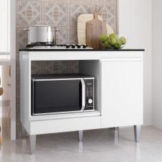 Imagem de Balcão De Cozinha Para Cooktop E Forno Microondas Carla Branco - Ajl M