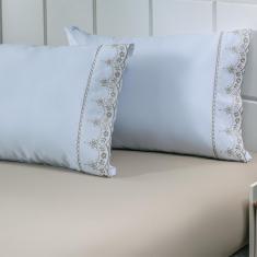 Imagem de Jogo Lençol 3 Peças Percal 180 Fios Casal Bege Castor Charme