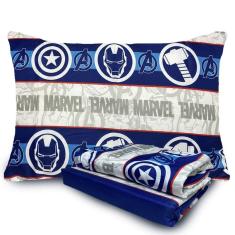 Imagem de Jogo de Cama Microfibra Solteiro Estampado Avengers 1,40 m x 2,20 m Com 3 Peças Lepper