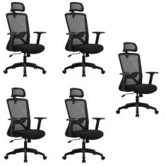 Imagem de Kit com 5 Cadeira para Escritório Office Dallas Preto