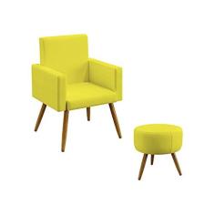 Imagem de Kit Poltrona Decorativa Estofada Nina e Puff Solar Sued  Aradecor