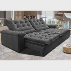 Imagem de Sofá Retrátil e Reclinável 3,15m Cama inBox Big Fresh com SoftGel D40 Velupluma Cinza