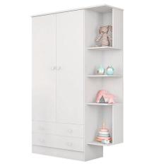 Imagem de Guarda Roupa Infantil Com Nicho Doce Sonho 106 2 Portas Branco Brilho - Qmovi