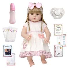 Imagem de Boneca Reborn Bebê Recem Nascida Completa Com Acessórios - Cegonha Reb