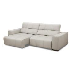 Imagem de Sofá Decorativo Barbosa 5 Lugares Sala De Estar 290cm Reclinável E Retrátil Couro Off White