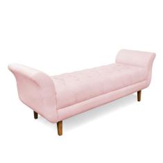 Imagem de Recamier Olinda Suede 160 Cm Pés Chanfrado Castanhos - D`rossi Cor Rosa Bebê