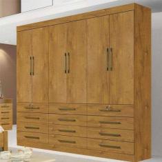 Imagem de Guarda Roupa Mônaco Casal 6 Portas 12 Gavetas Cor Carvalho - Estrela M