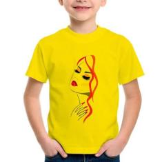 Imagem de Camiseta Infantil Salão De Beleza Maquiagem - Foca na Moda, Amarelo, 1