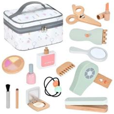 Imagem de Conjunto de brinquedos de maquiagem Ehome Wooden Salon para meninas de