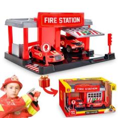 Imagem de Estação Bombeiro Posto Hot Brinquedo Menino Pista Carrinho - Toys