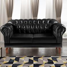 Imagem de Sofá 2 Lugares Decoração Sara Recepção Dom Pedro Chesterfield Preto