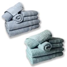 Imagem de Jogo De Toalhas 4 Banhos 4 Rostos 4 Grande Grossa Azul Verde