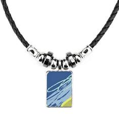 Imagem de DIYthinker Colar com padrão de arte de plantas abstratas pacífico joia torque pingente de corda de couro