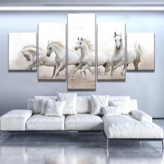 Imagem de Quadros Decorativos 5 Peças Cavalos s Selvagens