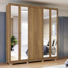 Imagem de Guarda-Roupa Casal 100% Mdf Kappesberg C/Pés E 16 Espelhos 6 Portas 8 Gavetas Nogueira