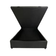 Imagem de Cama Box Baú Casal Blindado Sintético Preto Com Pistão A Gás