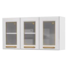Imagem de Armário Aéreo Cozinha Aço Diamante 3 Portas com Vidro Branco - Telasul