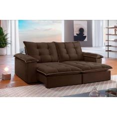 Imagem de Sof  Retr til E Reclin vel 2,50m 4 Lugares Marrom/bege