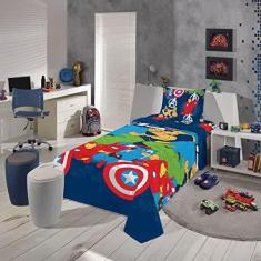 Imagem de Jogo de Cama Microfibra Solteiro Estampado Avengers 1,40 m x 2,20 m Com 2 peças