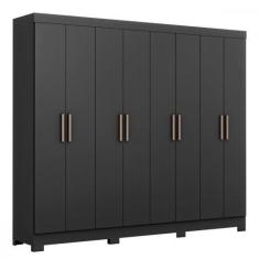 Imagem de Guarda Roupa Casal Paris Com Pés 8 Portas Mdp Preto Fosco Maxel