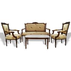 Imagem de Jogo De Sofá Classico Madeira De Lei Imbuia Luxo - Luxdécor Casa E Jar