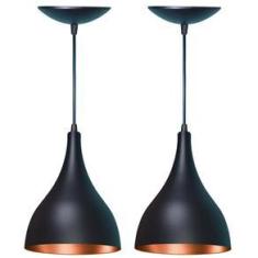 Imagem de Kit 2 Lustres Pendente Gota em Alumínio   Fosca e Cobre