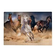 Imagem de ColourLife Quebra-cabeças quebra-cabeça presente de arte para adultos, adolescentes, cavalos de corrida, jogos de quebra-cabeça de madeira, 300/500/1000 peças, multicolorido