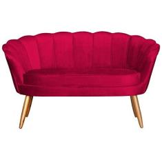 Imagem de Namoradeira Estofada 2 Lugares Para Sala Comercial Pétala Veludo Vermelho - LM DECOR