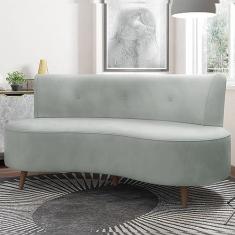 Imagem de Sofá Living 2 Lugares 160cm Aang Pés Palito Veludo Cinza Claro G33 - Gran Belo