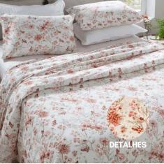 Imagem de Jogo De Cama Solteiro 150 Fios Floral Rosa Corttex