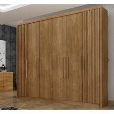 Imagem de Guarda Roupa Casal 6 Portas 8 Gavetas Santoro Ripado Móveis Novo Horizonte - Cumaru Ripado