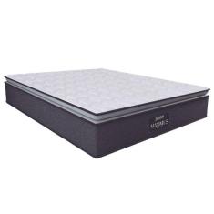 Imagem de Colchão Casal King Gazin Molas Ensacadas Pillow Top Maximus 193X203x28cm Cinza / Branco