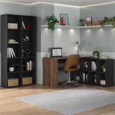 Imagem de Kit 2 Pe as Com Escrivaninha Em L Cubos E Estante Livreiro Pr