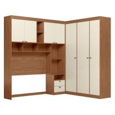 Imagem de Guarda Roupas De Canto Com 7 Portas E 4 Gavetas E Cabeceira Lugano Santos Andirá Jatoba-areia