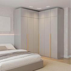 Imagem de Guarda-Roupa Modulado de Canto 6 Peças 12 Portas Jade CabeCasa Madeira