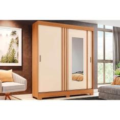 Imagem de Guarda Roupa Solteiro 2 Portas De Correr (1 C- Espelho) E 2 Gavetas C- Pés Briz B353 Nature-cinza-off White