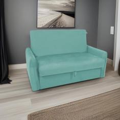 Imagem de Sofá Cama Para Sala De Estar Zaia Com Baú Veludo Matrix - Verde Agua Verde Agua