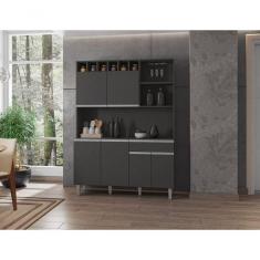 Imagem de Kit Armario Cozinha Compacta Alice 130cm 6 Portas Cor Cinza AJL