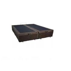 Imagem de Cama Box Baú King Bipartido Blindado Suede Marrom Com Pistão A Gás