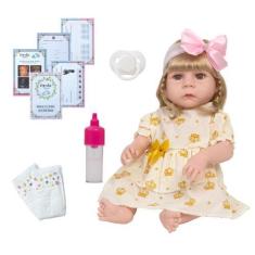 Imagem de Boneca Reborn Bebe Loira 46cm 100% Silicone Envio Imediato - Cegonha R