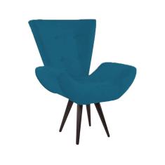 Imagem de Poltrona Decorativa Bella Pés Madeira Suede  Marinho