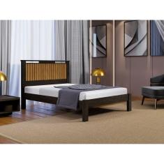 Imagem de Cama Casal com Cabeceira Ripada Alaska Mocaccino/Marromle